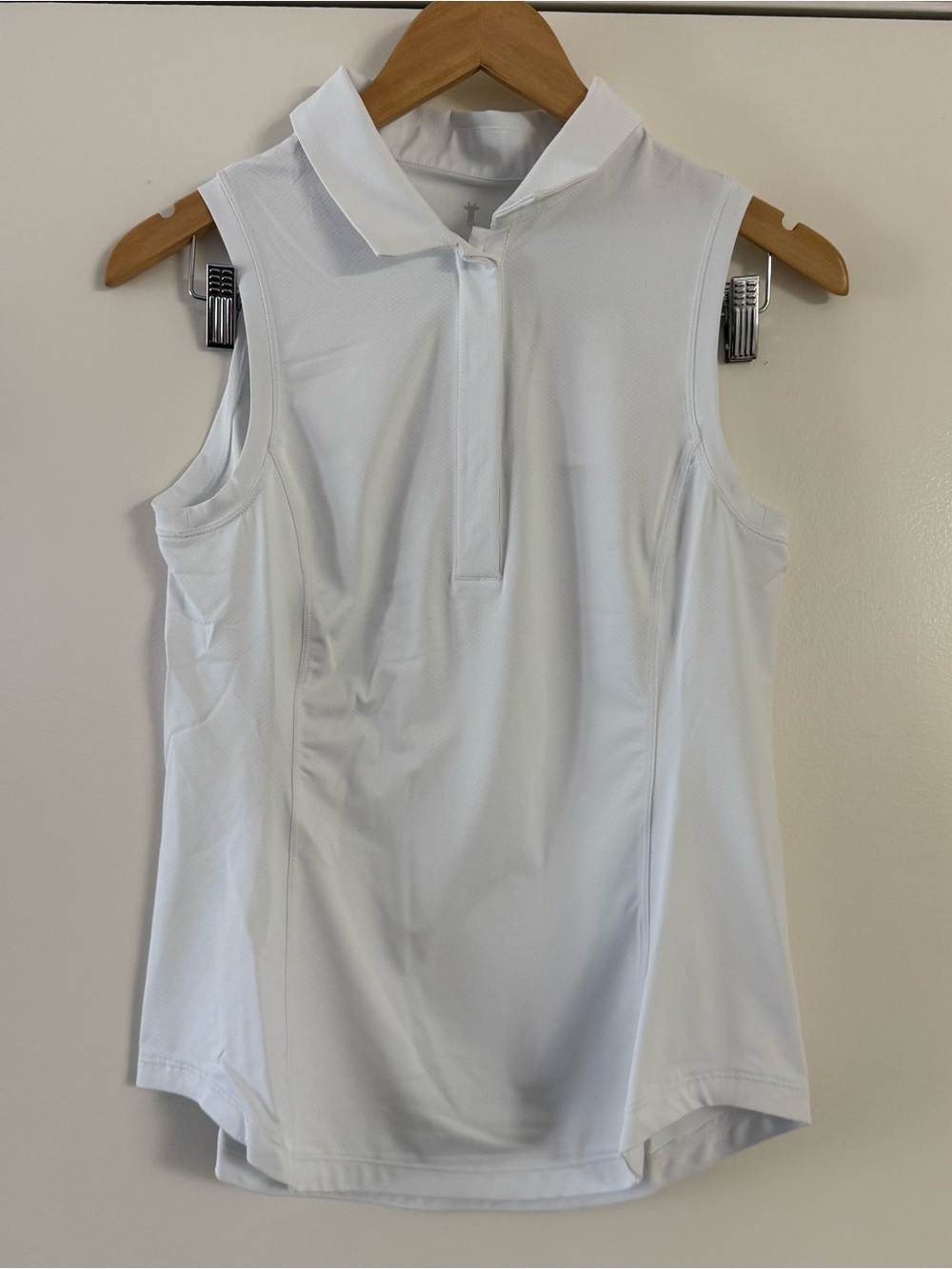 White Sleeveless Polo Tank Top - Performance Style